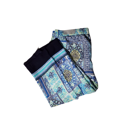 Chico’s 14P Women’s Capri Pants Elastic Waist Wide Leg Floral Print Pockets - Picture 2 of 9